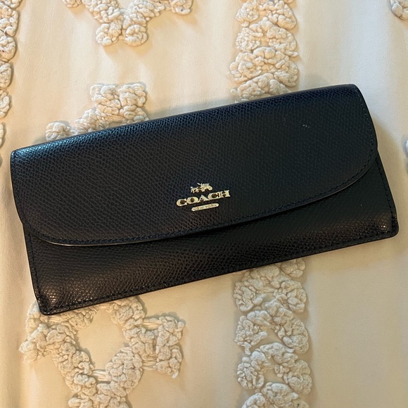 Coach Deep Navy Leather Crossbody Bag with Gold Accents - Picture 6 of 13